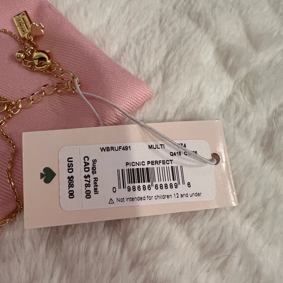 Kate Spade Gold and Red Strawberry Necklace Picnic Perfect - Picture 2 of 3